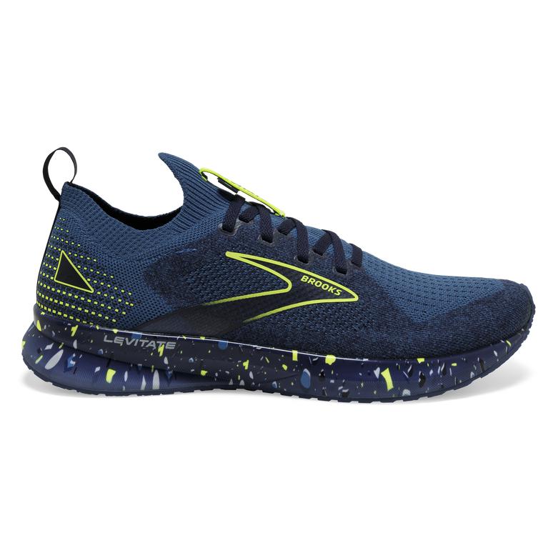 Brooks Levitate StealthFit 5 Energy-Return Men's Road Running Shoes - Dark Blue/Navy/Nightlife/Green